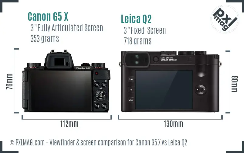 Canon G5 X vs Leica Q2 Screen and Viewfinder comparison