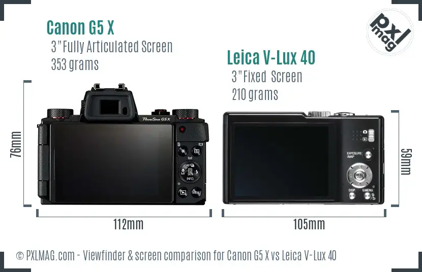 Canon G5 X vs Leica V-Lux 40 Screen and Viewfinder comparison