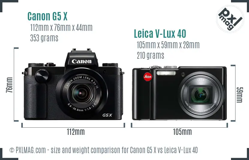 Canon G5 X vs Leica V-Lux 40 size comparison