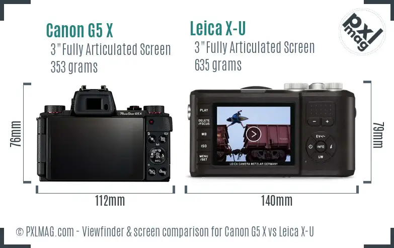 Canon G5 X vs Leica X-U Screen and Viewfinder comparison