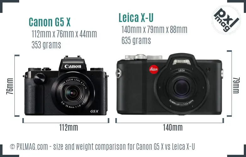 Canon G5 X vs Leica X-U size comparison