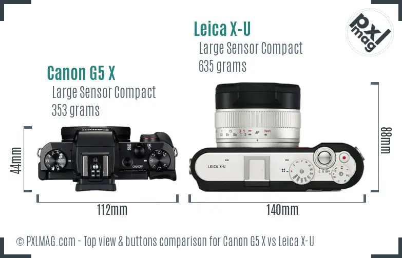 Canon G5 X vs Leica X-U top view buttons comparison