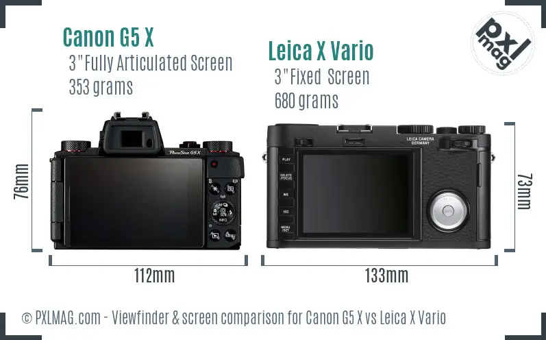 Canon G5 X vs Leica X Vario Screen and Viewfinder comparison