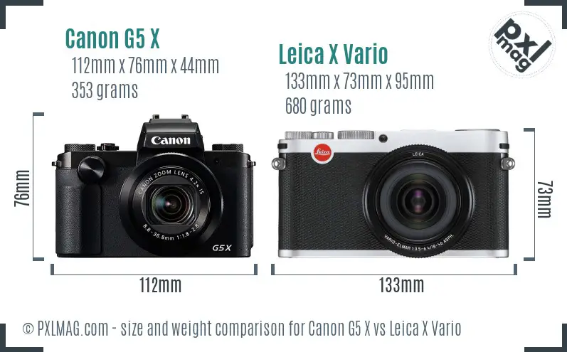 Canon G5 X vs Leica X Vario size comparison
