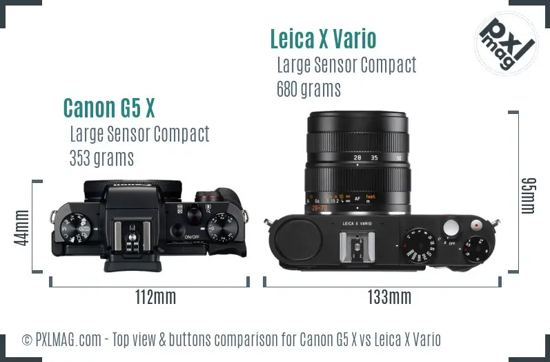 Canon G5 X vs Leica X Vario top view buttons comparison