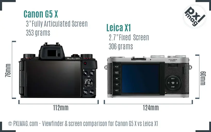 Canon G5 X vs Leica X1 Screen and Viewfinder comparison
