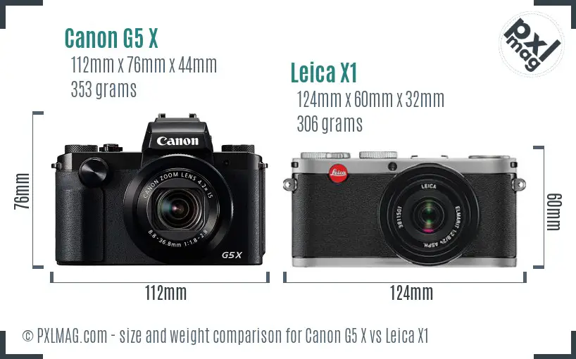 Canon G5 X vs Leica X1 size comparison