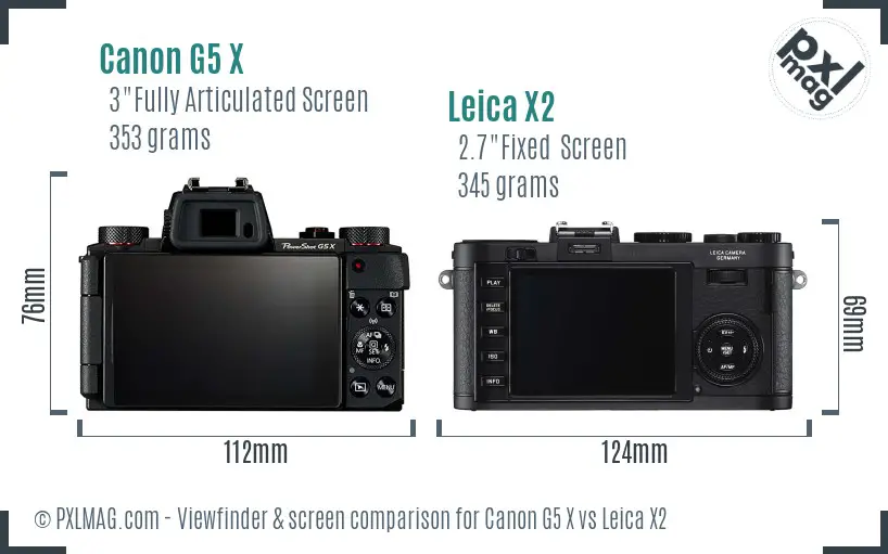 Canon G5 X vs Leica X2 Screen and Viewfinder comparison