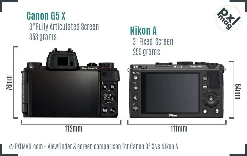 Canon G5 X vs Nikon A Screen and Viewfinder comparison