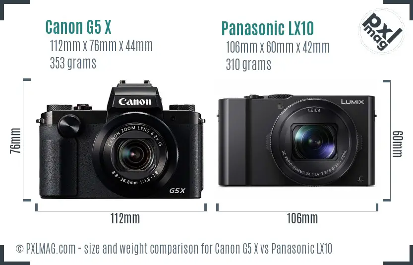 Canon G5 X vs Panasonic LX10 size comparison