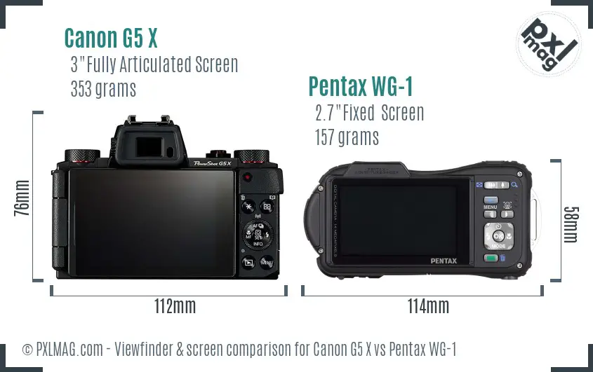 Canon G5 X vs Pentax WG-1 Screen and Viewfinder comparison
