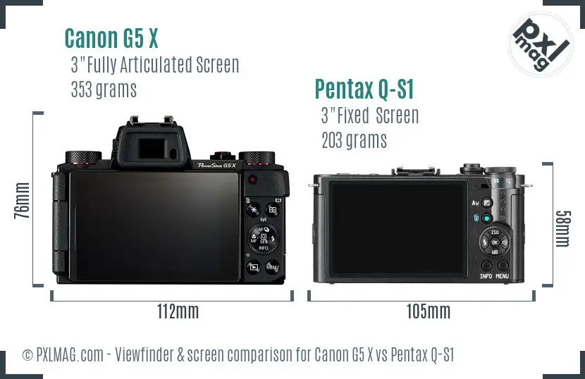Canon G5 X vs Pentax Q-S1 Screen and Viewfinder comparison