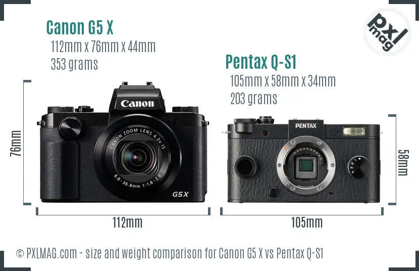 Canon G5 X vs Pentax Q-S1 size comparison