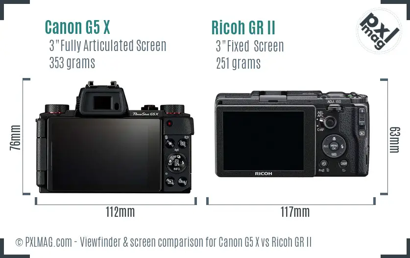 Canon G5 X vs Ricoh GR II Screen and Viewfinder comparison