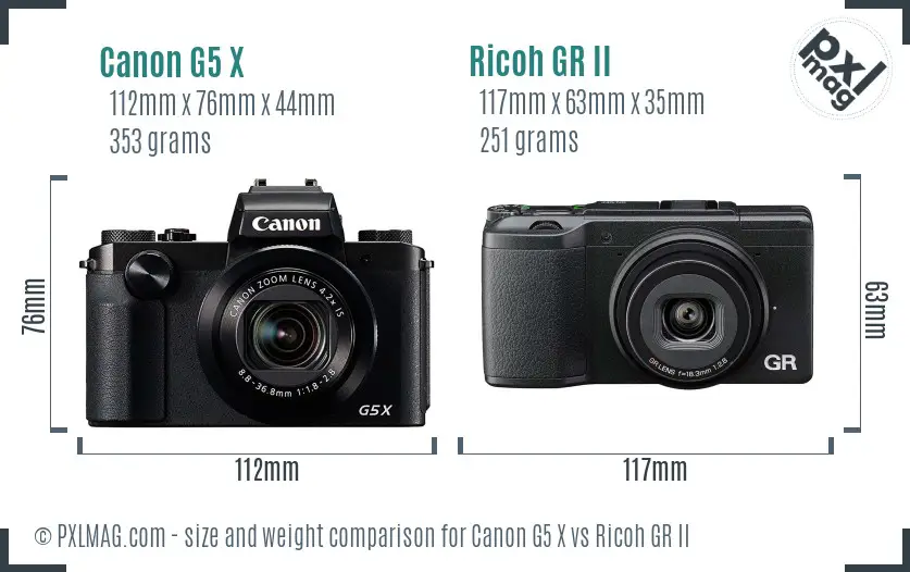 Canon G5 X vs Ricoh GR II size comparison
