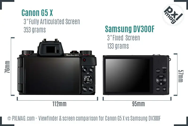 Canon G5 X vs Samsung DV300F Screen and Viewfinder comparison