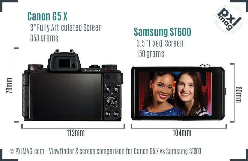 Canon G5 X vs Samsung ST600 Screen and Viewfinder comparison