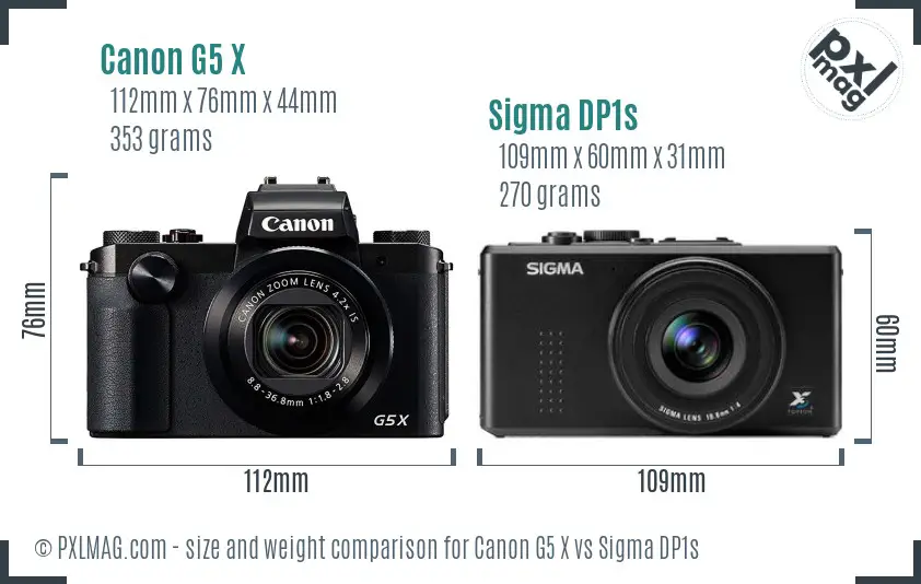 Canon G5 X vs Sigma DP1s size comparison