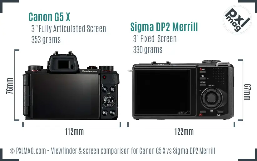Canon G5 X vs Sigma DP2 Merrill Screen and Viewfinder comparison
