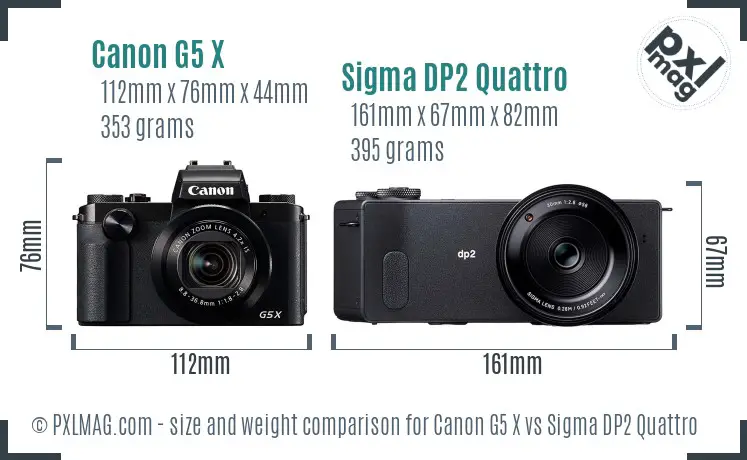 Canon G5 X vs Sigma DP2 Quattro size comparison