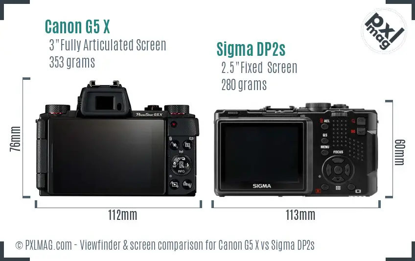Canon G5 X vs Sigma DP2s Screen and Viewfinder comparison