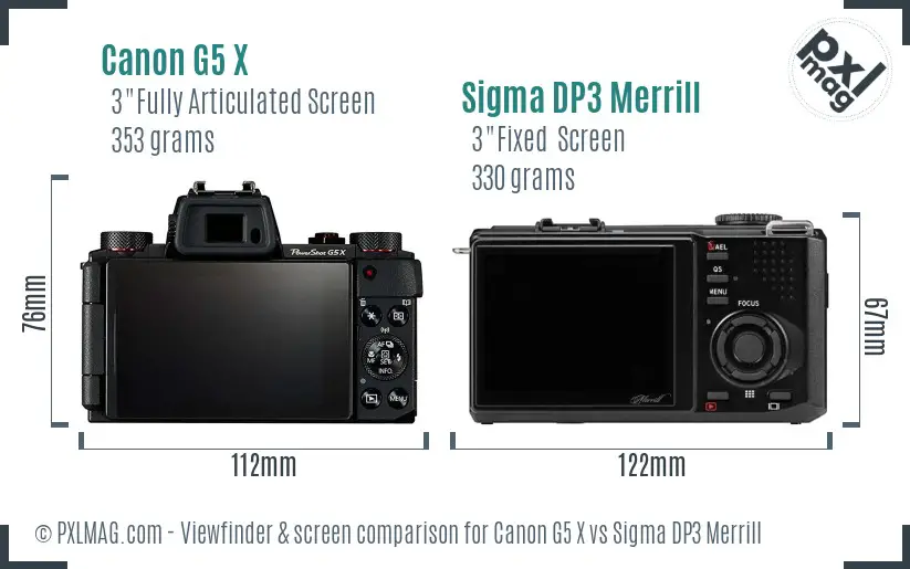 Canon G5 X vs Sigma DP3 Merrill Screen and Viewfinder comparison