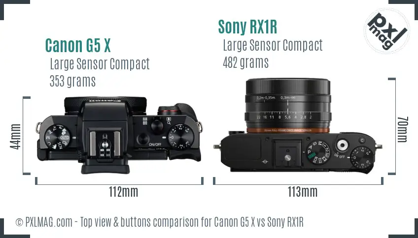 Canon G5 X vs Sony RX1R top view buttons comparison