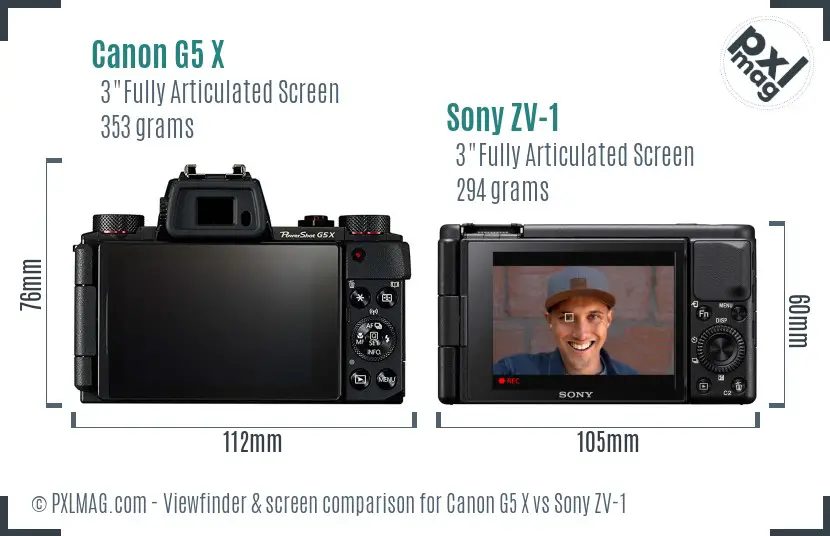 Canon G5 X vs Sony ZV-1 Screen and Viewfinder comparison