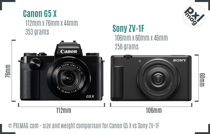 Canon G5 X vs Sony ZV-1F size comparison