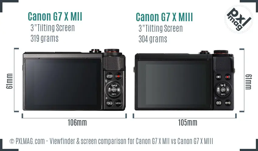 Canon G7 X MII vs Canon G7 X MIII Screen and Viewfinder comparison