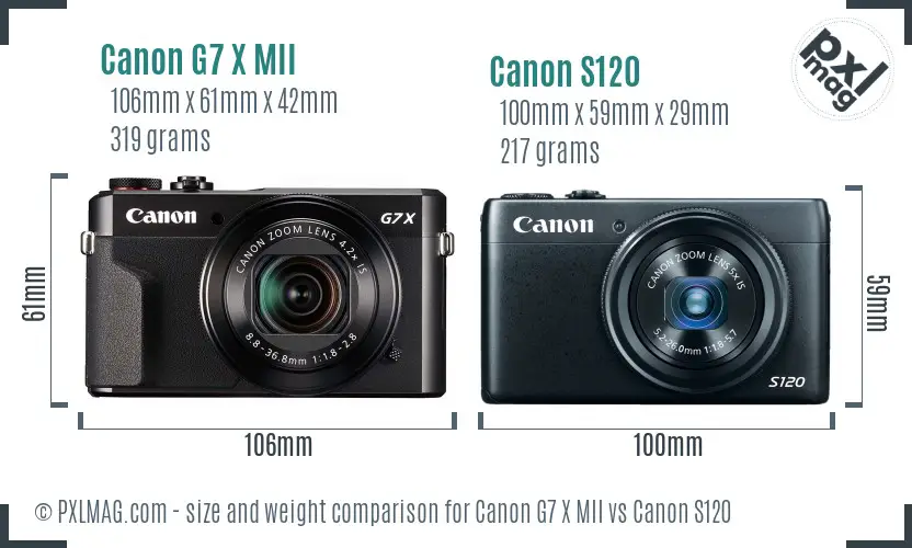 Canon G7 X MII vs Canon S120 size comparison Canon G7 X MII vs Canon S120 size comparison