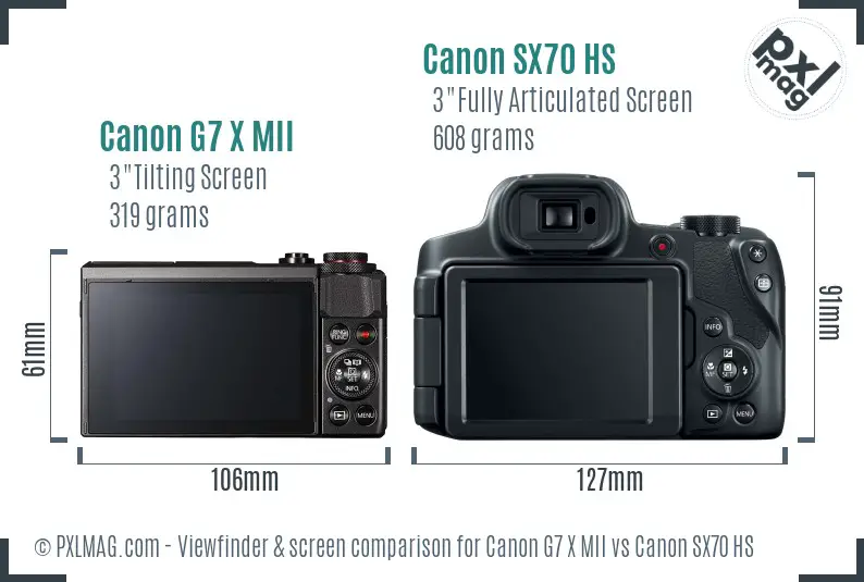 Canon G7 X MII vs Canon SX70 HS Screen and Viewfinder comparison Canon G7 X MII vs Canon SX70 HS Screen and Viewfinder comparison