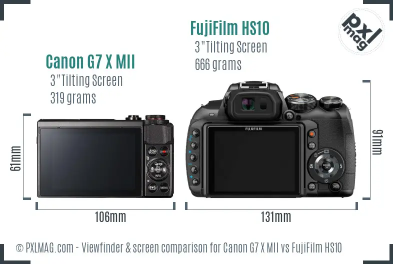 Canon G7 X MII vs FujiFilm HS10 Screen and Viewfinder comparison Canon G7 X MII vs FujiFilm HS10 Screen and Viewfinder comparison