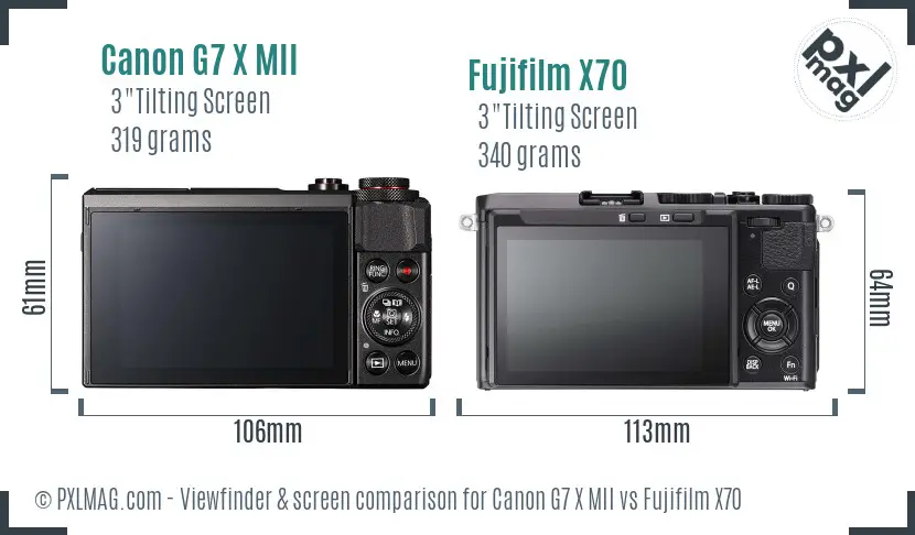 Canon G7 X MII vs Fujifilm X70 Screen and Viewfinder comparison
