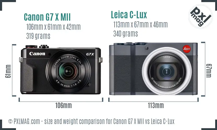 Canon G7 X MII vs Leica C-Lux size comparison