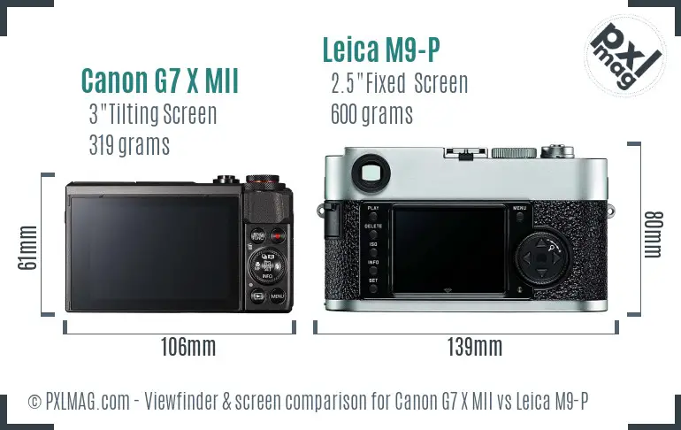 Canon G7 X MII vs Leica M9-P Screen and Viewfinder comparison