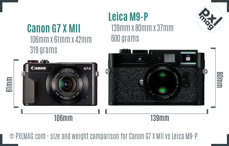 Canon G7 X MII vs Leica M9-P size comparison