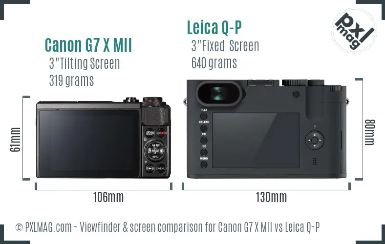 Canon G7 X MII vs Leica Q-P Screen and Viewfinder comparison