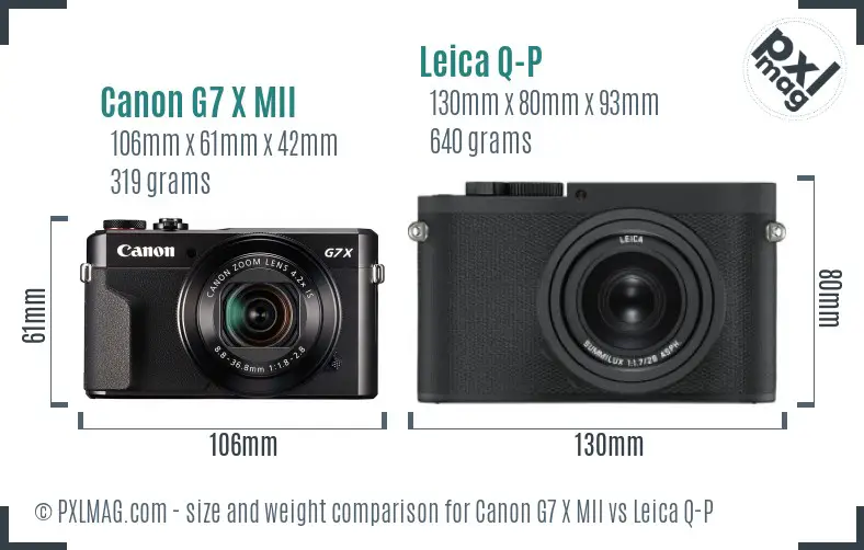 Canon G7 X MII vs Leica Q-P size comparison