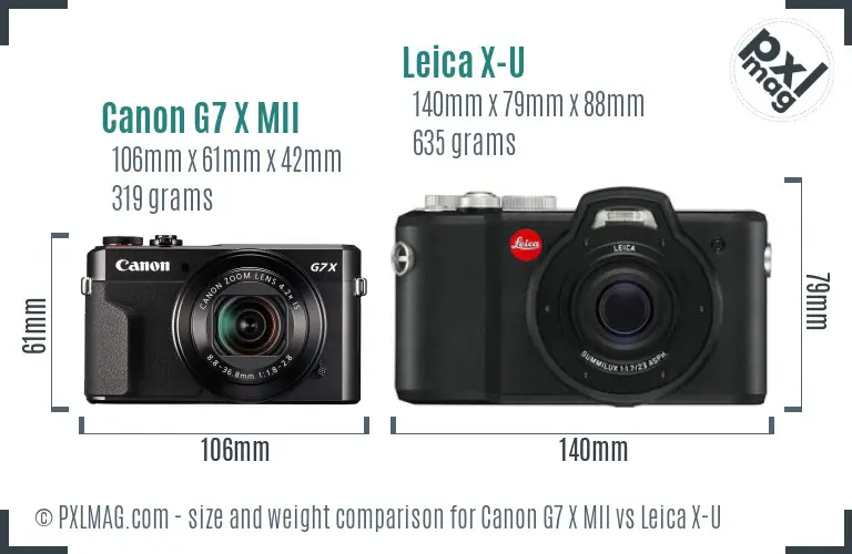 Canon G7 X MII vs Leica X-U size comparison