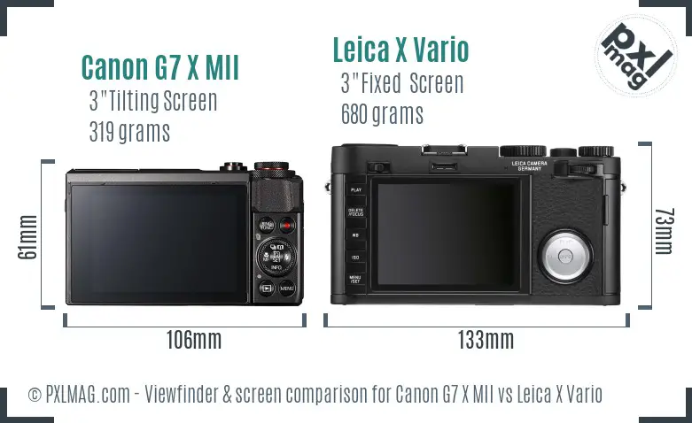 Canon G7 X MII vs Leica X Vario Screen and Viewfinder comparison