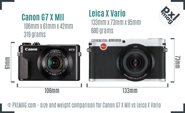 Canon G7 X MII vs Leica X Vario size comparison