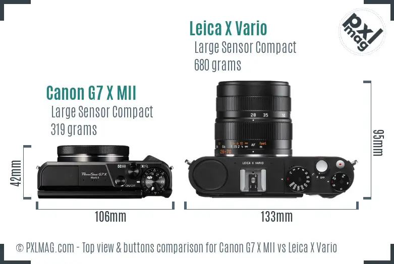 Canon G7 X MII vs Leica X Vario top view buttons comparison