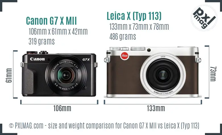 Canon G7 X MII vs Leica X (Typ 113) size comparison