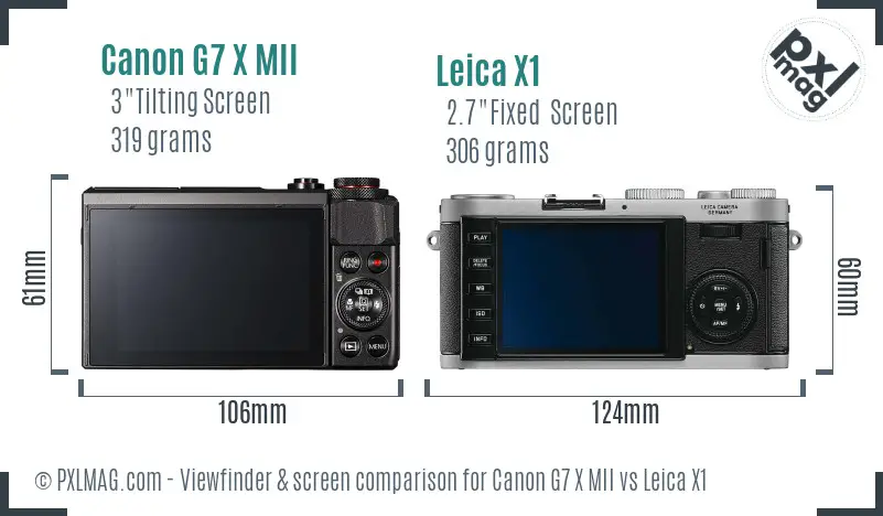 Canon G7 X MII vs Leica X1 Screen and Viewfinder comparison