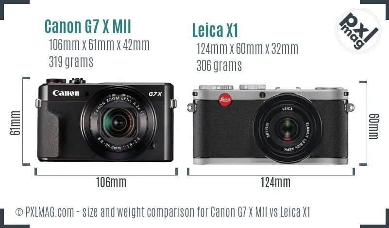 Canon G7 X MII vs Leica X1 size comparison