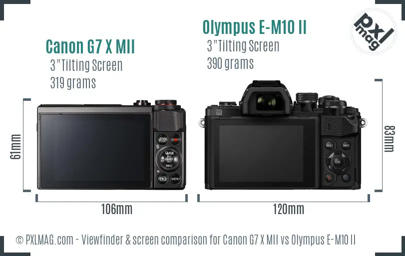 Canon G7 X MII vs Olympus E-M10 II Screen and Viewfinder comparison Canon G7 X MII vs Olympus E-M10 II Screen and Viewfinder comparison