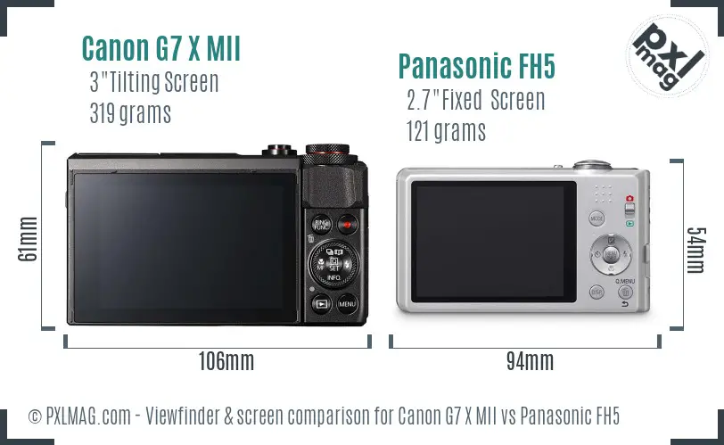 Canon G7 X MII vs Panasonic FH5 Screen and Viewfinder comparison