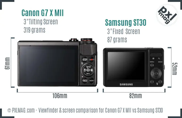 Canon G7 X MII vs Samsung ST30 Screen and Viewfinder comparison