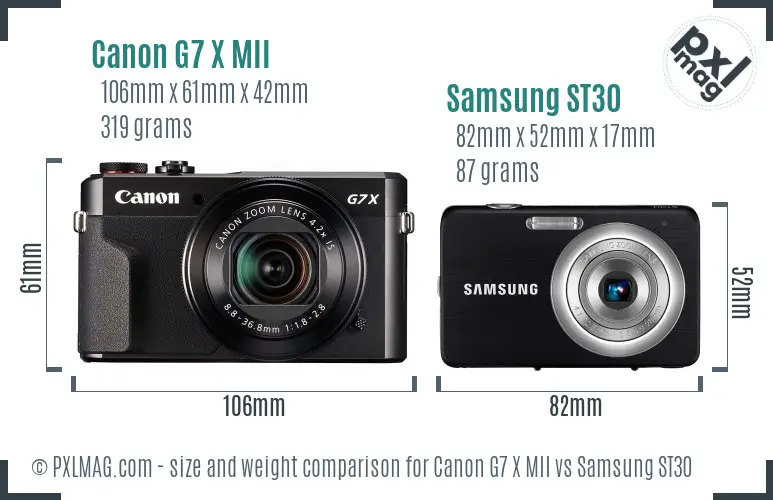 Canon G7 X MII vs Samsung ST30 size comparison